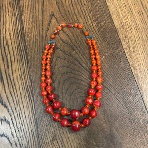 Vintage Orange Beaded Necklace